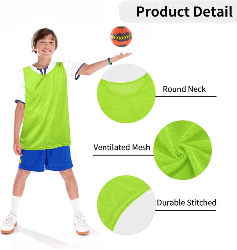 Mofech 12 Pack Pro Training Pinnies for Youth & Adult Mesh High-Vis Scrimmage Vests for Soccer, Basketball, Volleyball Teams - Image 3